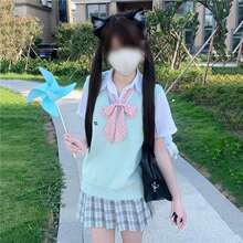 水济中/原创jk马甲正版日系套头毛衣学院风无袖背心纯色上衣马甲