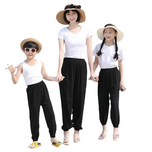 Children's anti-mosquito pants for girls, thin baby summer parent-child wear, adults and boys' loose bloomers, casual loose pants