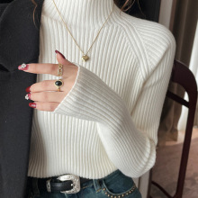 白色打底衫女秋冬2024新款高级感洋气半高领毛衣内搭针织长袖上衣