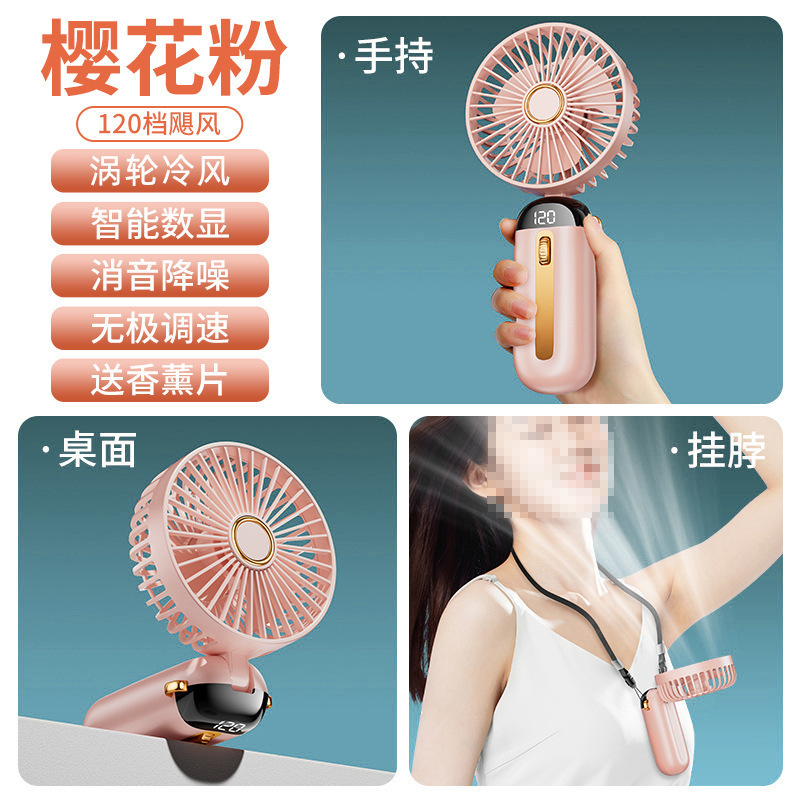 2025 nuevo pequeño ventilador portátil ahumado cuello silencioso viento USB carga de escritorio en stock