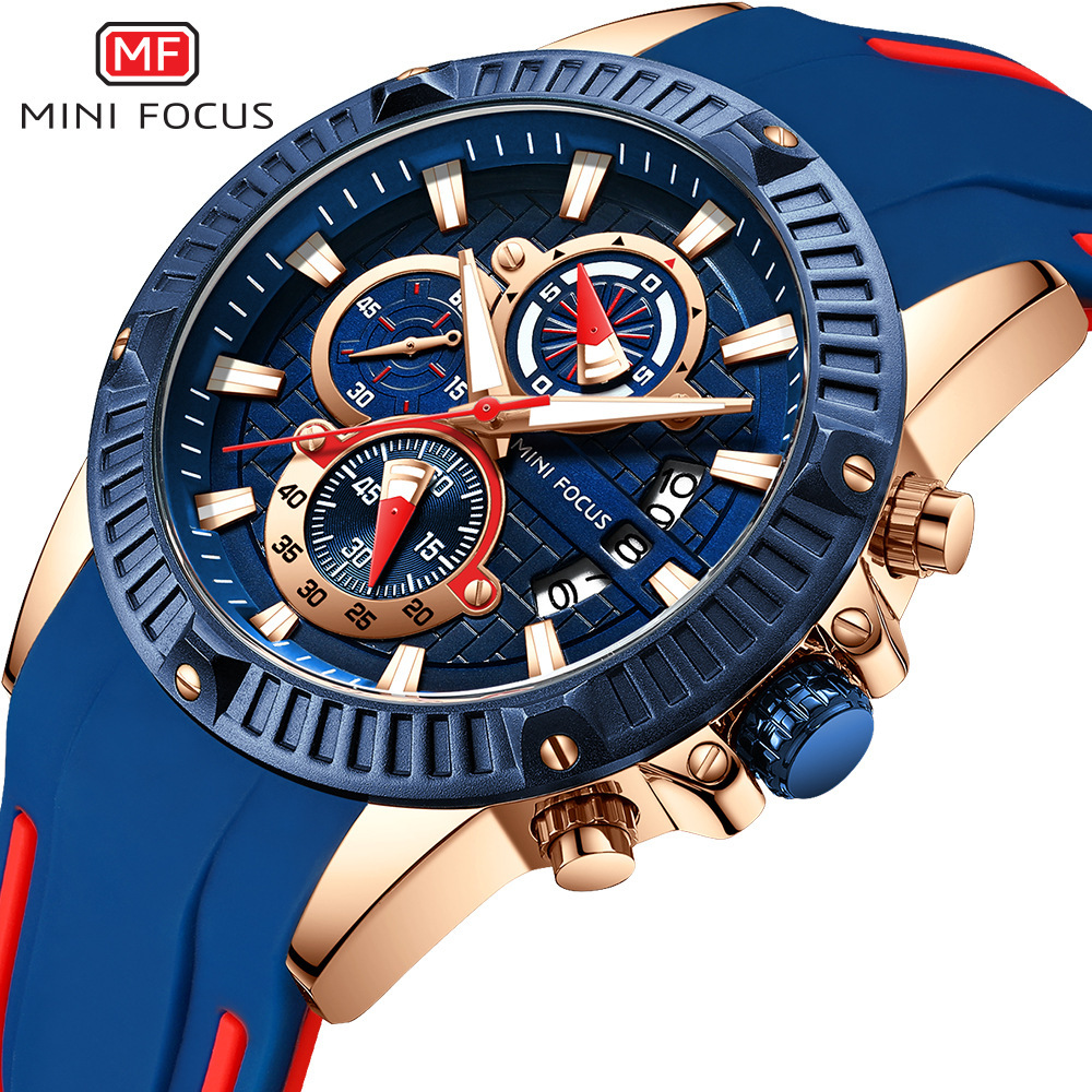 Men's Multifunctional Waterproof Quartz Sports Watch Fashion 0244G Luxury/Rubber Core Life Waterproof New With Tags_voghion.com
