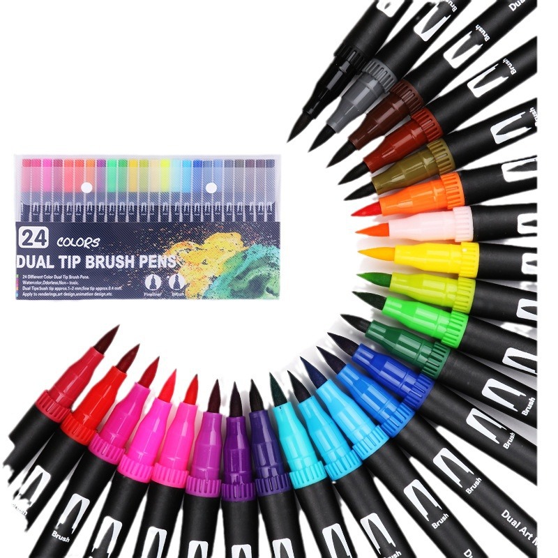 Pluma de acuarela de cabeza suave lavable 48-color pluma de color 36-color estudiante niños jardín de infantes pluma de dibujo arte pincel de dibujo