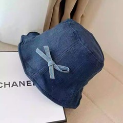 韓版蝴蝶結水桶帽女透氣百搭顯臉小眾文藝復古遮陽防曬漁夫帽子潮