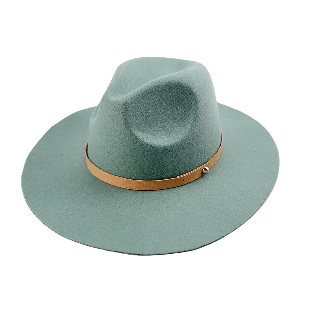 Sombrero de jazz personalizado de fábrica Sombrero de copa de color sólido de fieltro de estilo británico para hombres y mujeres Sombrero para el sol rizado para parejas