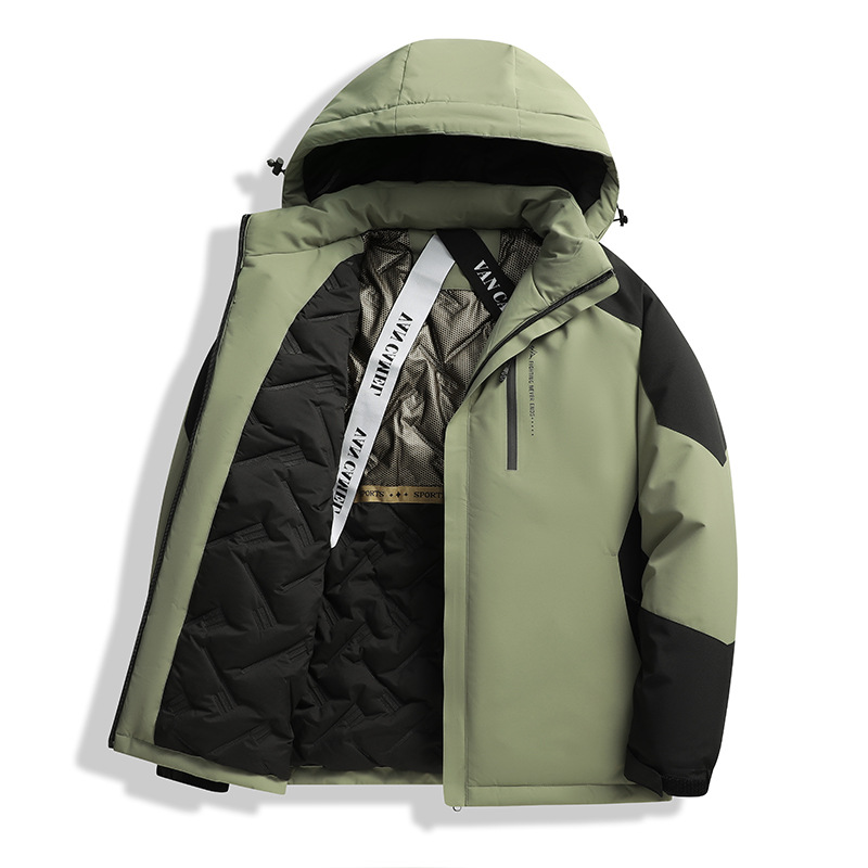 冬款石墨烯自热棉服男士外套宽松立领拼色加厚工装情侣冲锋衣8900