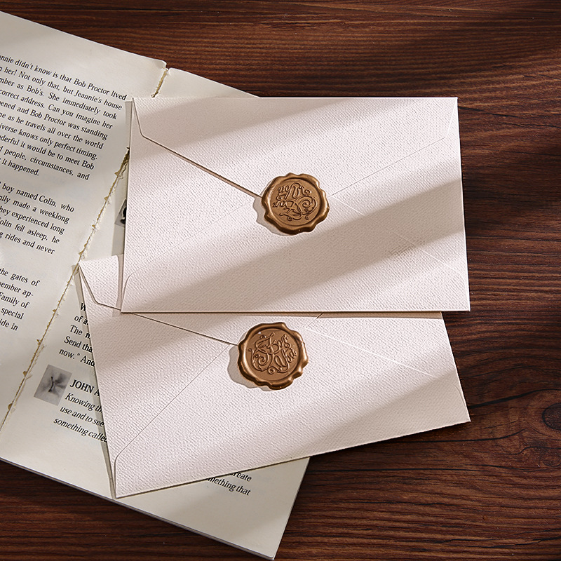 Sobre de lino grueso, juego de papelería de alta gama, carta de amor de confesión escrita a mano retro, carta de invitación con cabecera de carta de escritura de piel de vaca