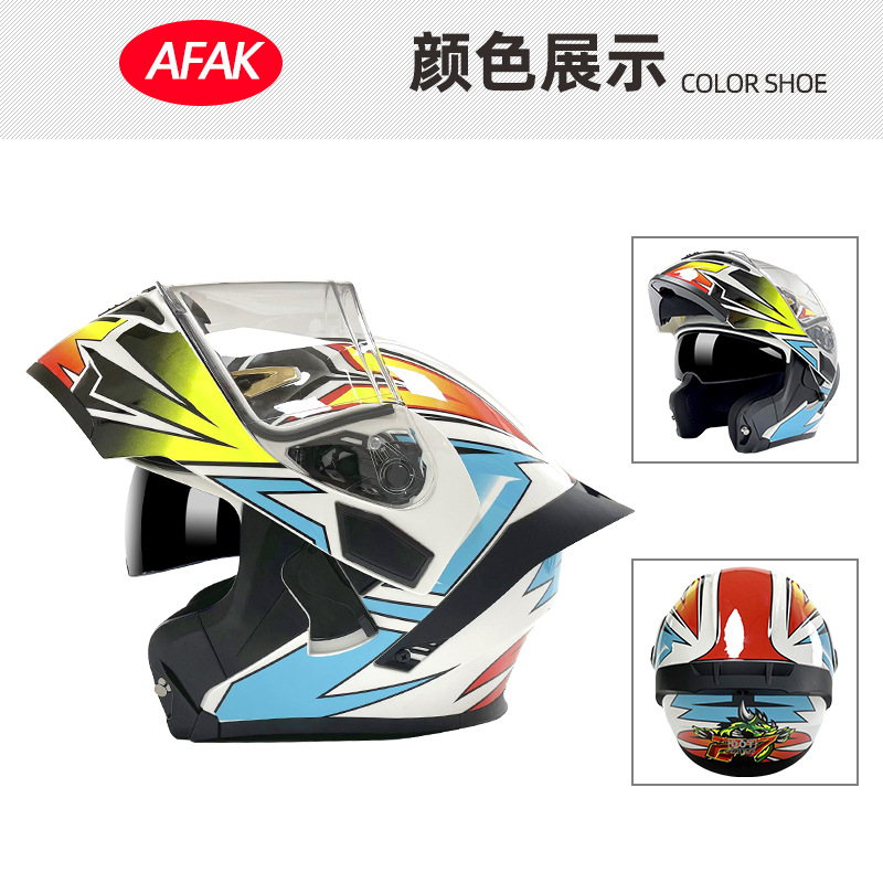 Casco de motocicleta abatible certificado 3C/DOT para hombres y mujeres, modelo de cuatro estaciones con doble visera y gran alerón trasero, fabricante de cascos de motocicleta integrales.