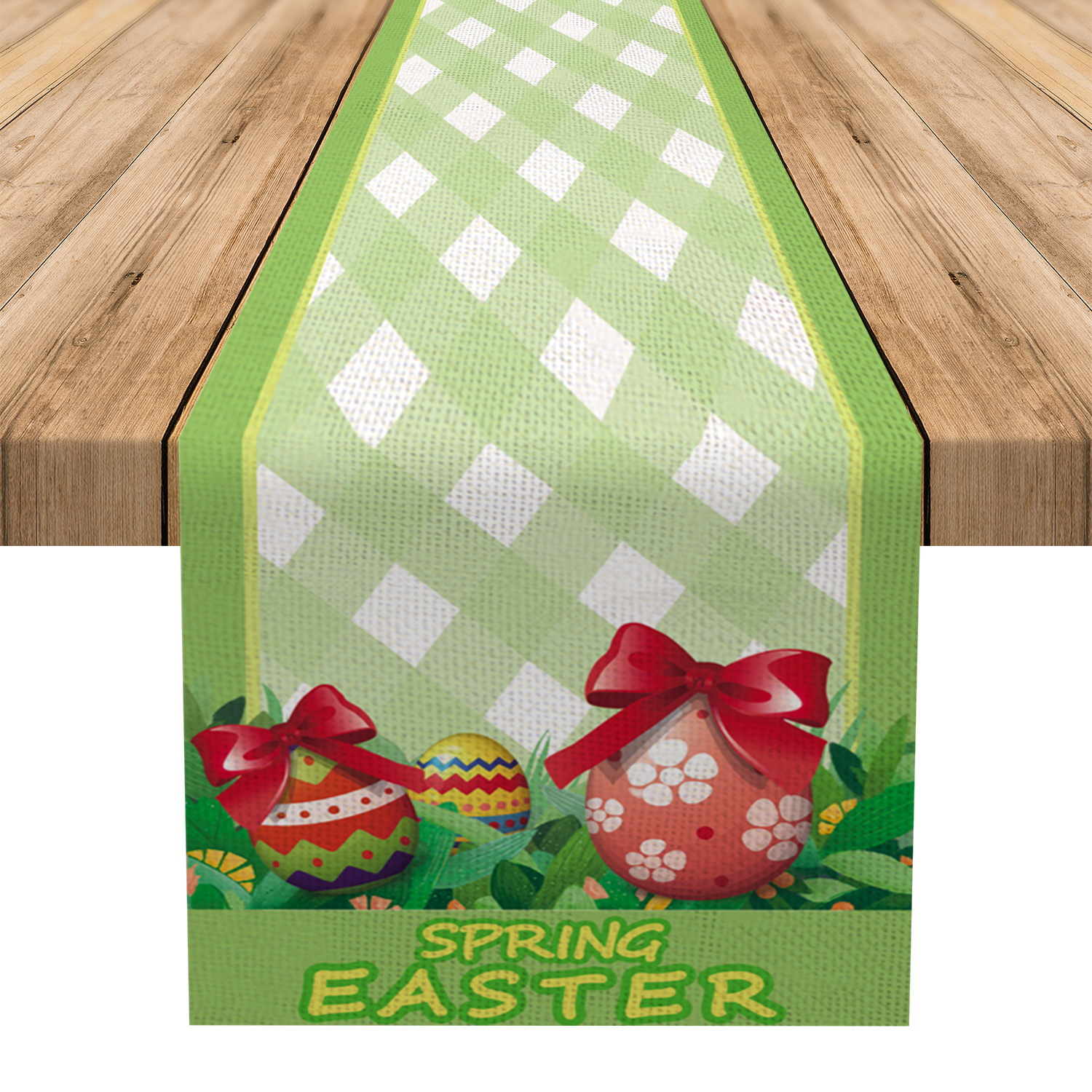 Transfronterizo nuevo camino de mesa de Pascua decoraciones de interior creativo de dibujos animados impreso huevo de conejo mantel al por mayor