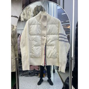 Fashionable Stand-Up Collar Spliced Knitted Cotton Outwear White Short Cotton Outwear Winter Thickeneded Warm Bread Outwear for Small People