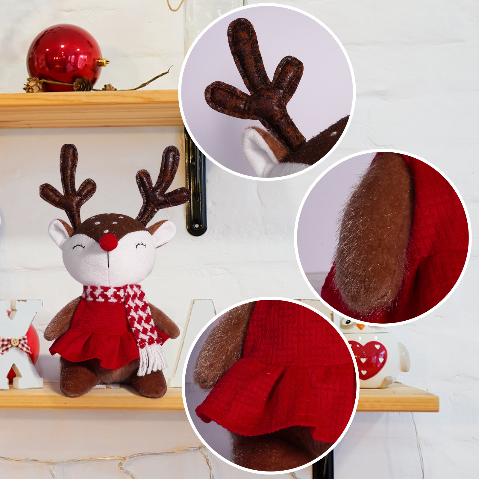 Navidad transfronteriza muñeca de alce encantadora postura sentada decoraciones festivas creativas para usar bufandas de ciervo postura sentada decoración