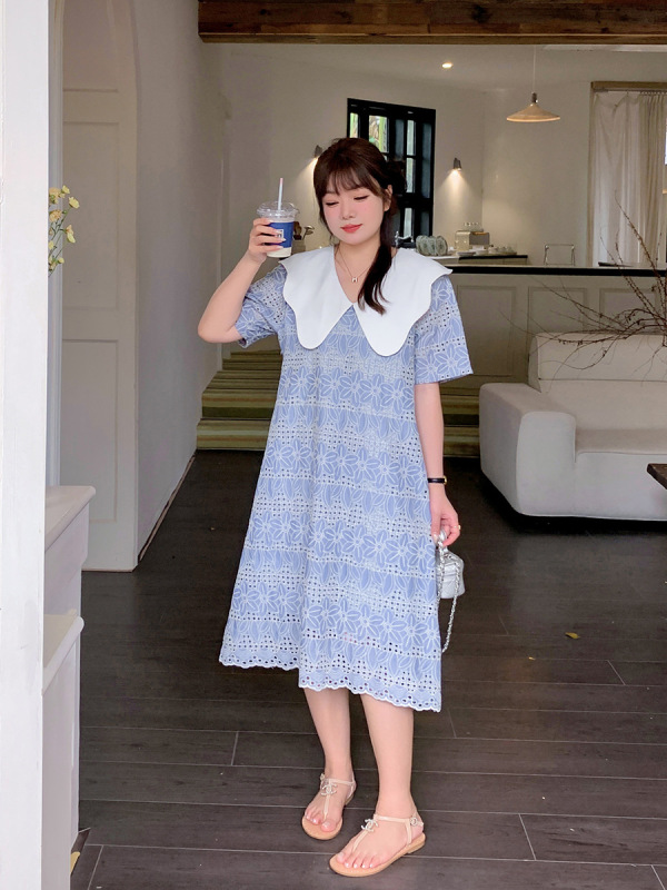 大きいサイズの婦人服2025年の夏のタイプは肉を遮ってやせている子供の襟のワンピースの太っているmm240斤の気質のスカートのY-230を現します。|undefined