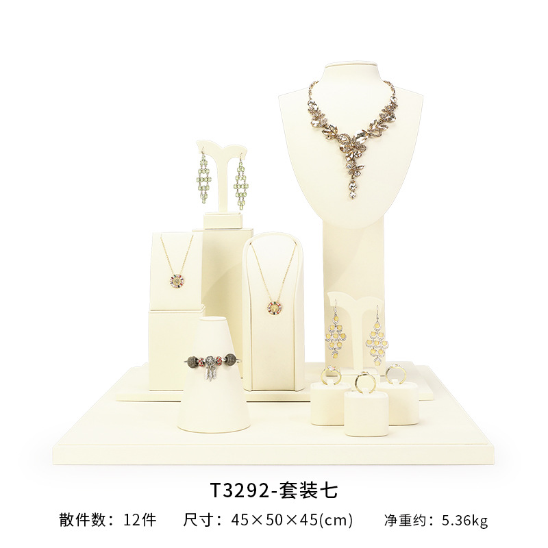 Xu Yue joyería estante de exhibición beige superfibra aretes de lujo anillo de ventana joyería mostrador accesorios