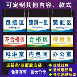 工厂车间公司区域科室划分标示牌仓库门牌标贴悬挂吊牌定、制