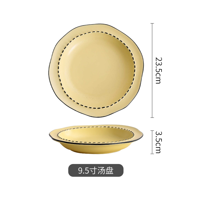 Estilo japonés vajilla de cerámica del hogar bajo vidriado color tazón plato de arroz mulanxi alto valor de color Tazón de fuente plato celebridad de Internet plato traje