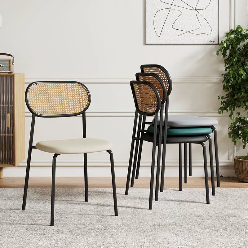 Скандинавский ротанговый домашний железный обеденный стол и стул, дизайнерский стул со спинкой, табурет, интернет-знаменитость, ретро-учебный народный обеденный стул