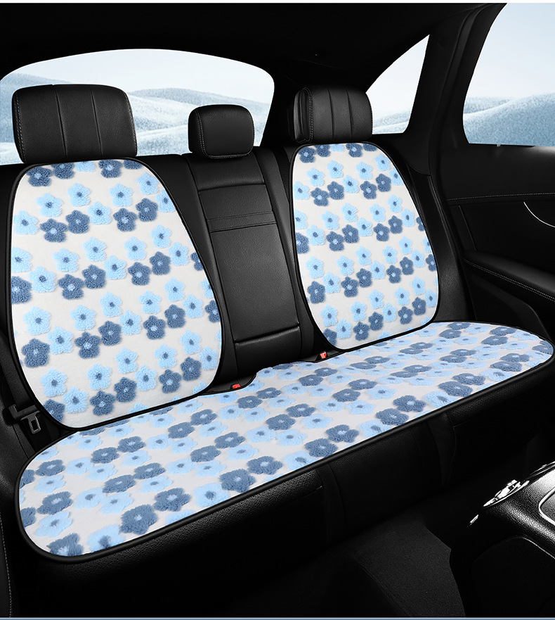 Warm Car Seat Cushion, Lamb Wool, Cute 3D Flower Design, Seven-Piece Set, Three-Piece Set, Small Square Cushion, Wholesale, Thickened and Warm