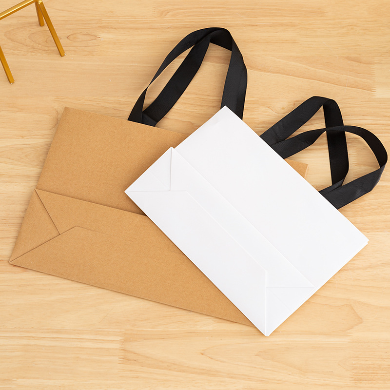 Simple leather gift bag shopping bag clothing handbag screw rope packaging bag white cardboard bag Zhuofan 