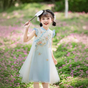 Children's Cheongsam Girls 2025 New Summer Improved Little Girl Retro Fresh and Elegant Chinese Style Dress Summer
