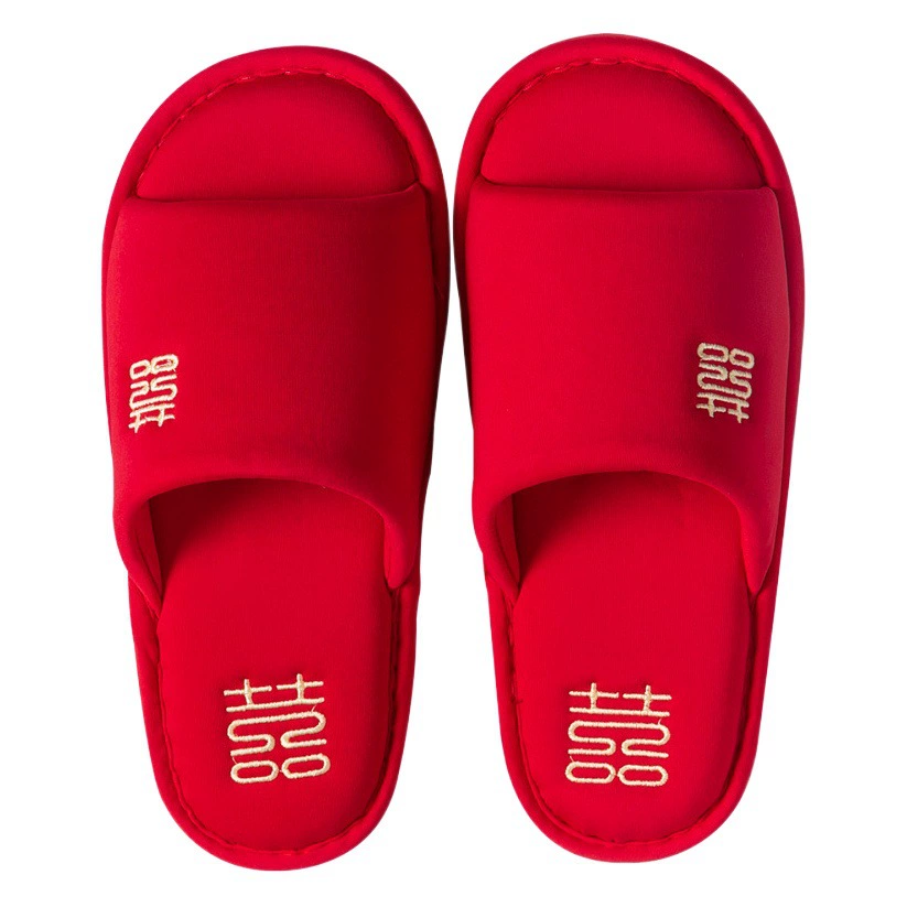 Свадебные хлопковые тапочки женские праздничные красные пара свадебных пар свадебное приданое невесты подружки невесты домашние тапочки