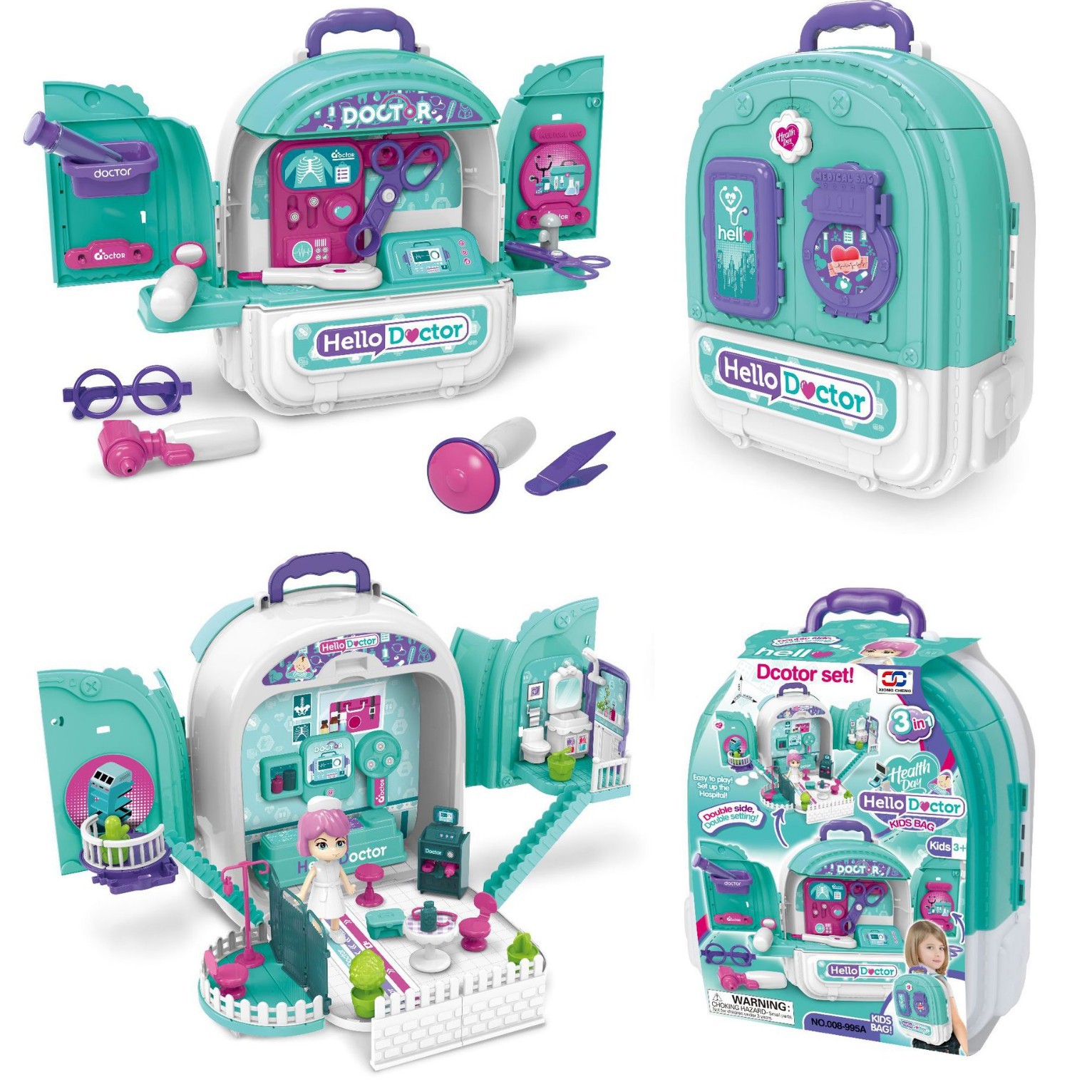 Cross-border New Products Children's Simulation Tools Play Toys 3 in 1 Tools Backpack Multifunctional Educational Toys