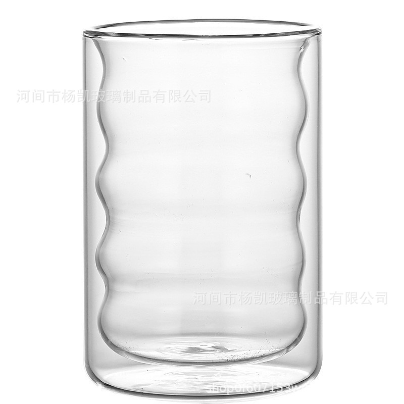 Vaso de vidrio de doble hilo transfronterizo, taza de agua de borosilicato, taza de café, taza de té con leche, taza de jugo, aislamiento térmico para el hogar
