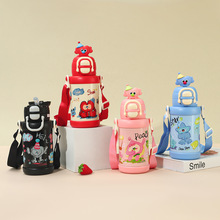 高颜值双饮弹跳保温杯316不锈钢双层吸管杯卡通公仔便携真空水杯