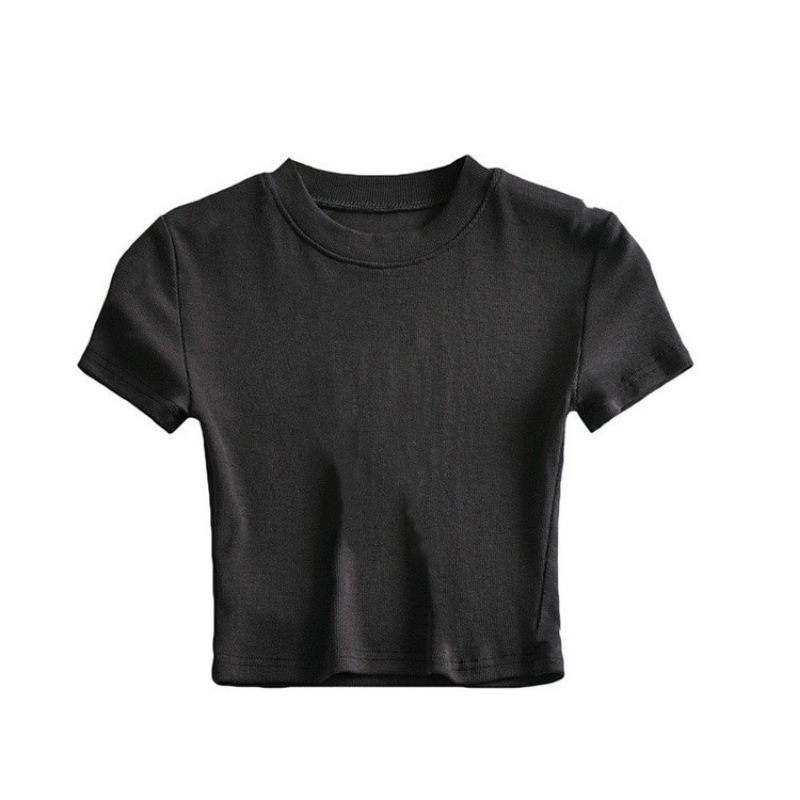 夏の新型欧米の基礎モデルの小さい丸首の短いタイプの臍のtシャツの弾力性のガードルの半袖は底の上着の女性の潮を打ちます。|undefined