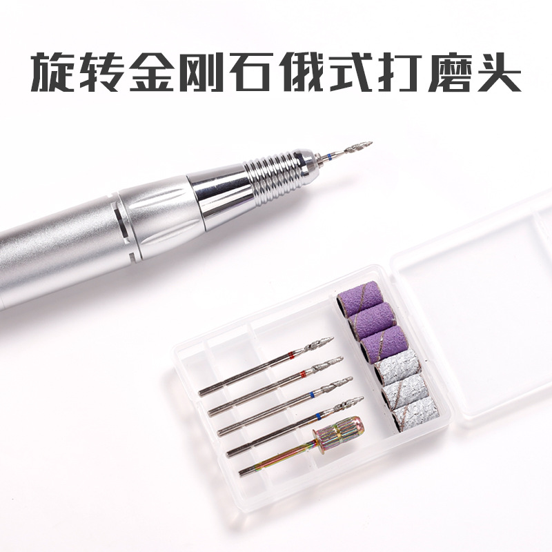 Cabeza de molienda eléctrica de diamante en caja, varilla de molienda de uñas de diamante, cabeza de molienda rusa de diamante giratoria