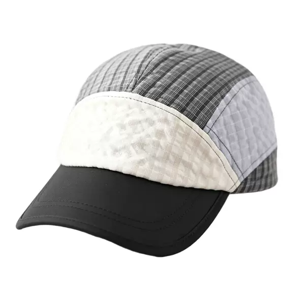 Unique Five-Panel Color-Blocked Plaid Sun Hat for Men and Women, Summer Casual Versatile Baseball Cap, Waterproof and Quick-Drying