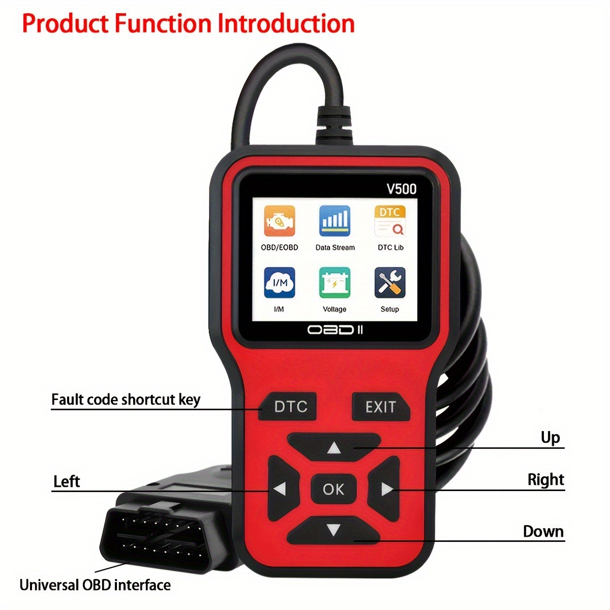 V500 Car Fault Detector Diagnostic Instrument Obd2 Decoder Eraser Universal Display Accurate Decoding