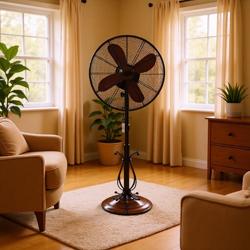 110V American Standard Export Cross-Border Retro Copper Metal Electric Fan European Style Floor Fan Vertical Household Silent Spot