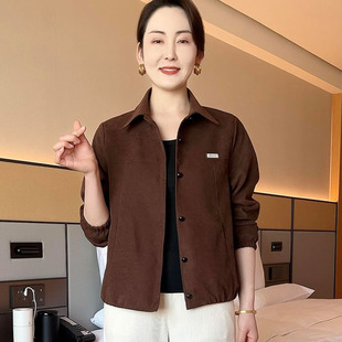 Middle-aged mother's elegant solid color casual short coat G spring new style all-match lapel cardigan top