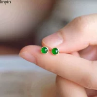Серьги из серебра S925 с инкрустацией нефритом, новые модные женские свежие элегантные серьги из халцедона, изысканные простые серьги из яшмы