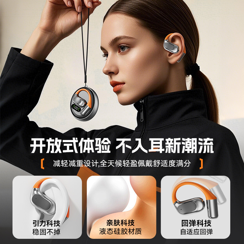 新型BluetoothイヤホンM113、耳掛け式ワイヤレスイヤホン、オープン型メタル回転式小型ココナッツボール翻訳イヤホン|undefined