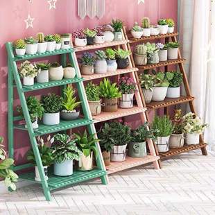 Bamboo Flower Shelf Storage Indoor Multi-Layer Balcony Decoration Floor-Standing Living Room Succulent Pothos Pot Bamboo Flower Mengnuo