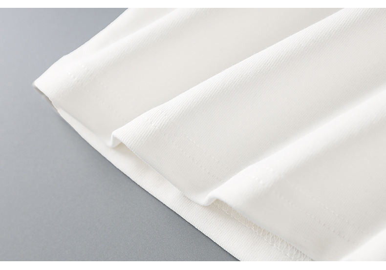 Áo thun cổ tròn đính cườm ốc xà cừ nữ tay ngắn ôm dáng — Màu trắng chi tiết 22