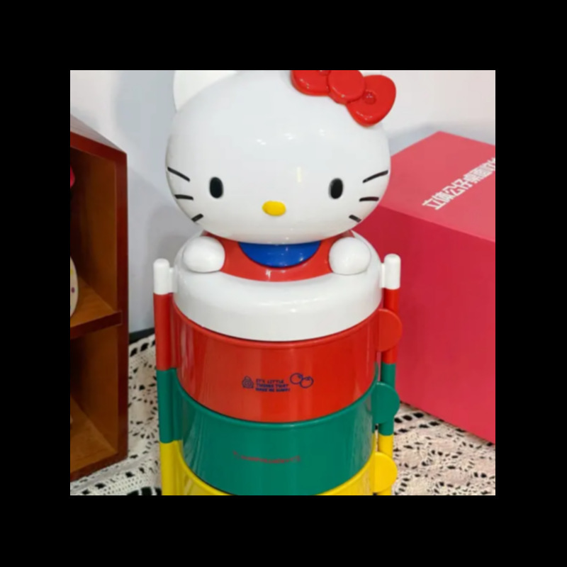 KT三层旋转收纳盒摆件猫头收纳架女生礼物送闺蜜饰品|undefined