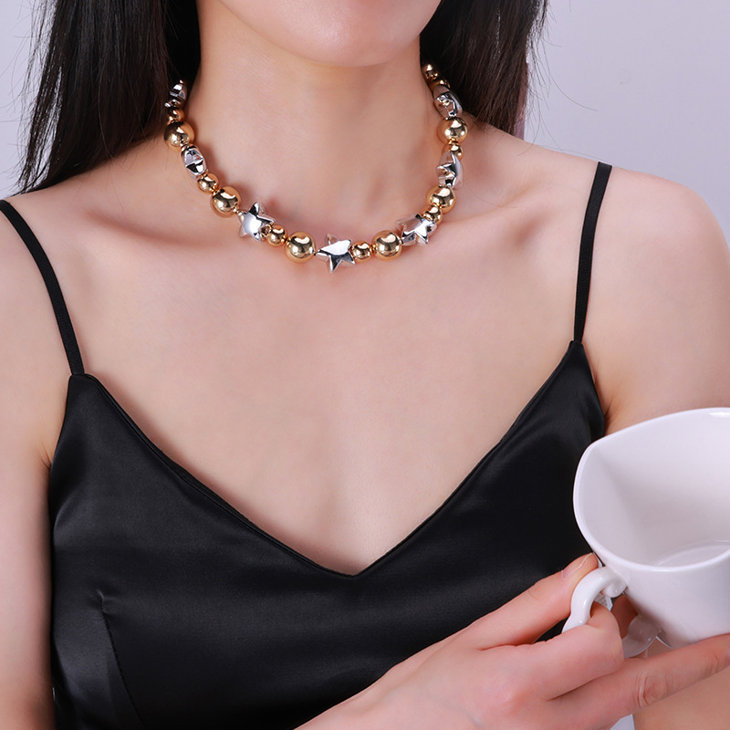 1 Piece Quantity Simple Style Star CCB Metal Beaded Chain Choker Wholesale