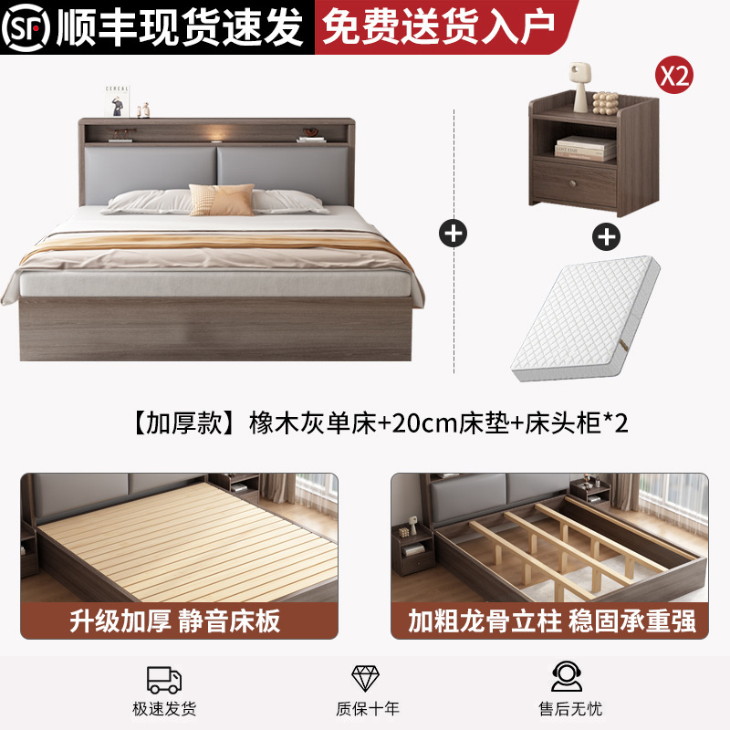 实木床1米8双人床1米5家用榻榻米落地床架简约出租房用地台单人床|undefined