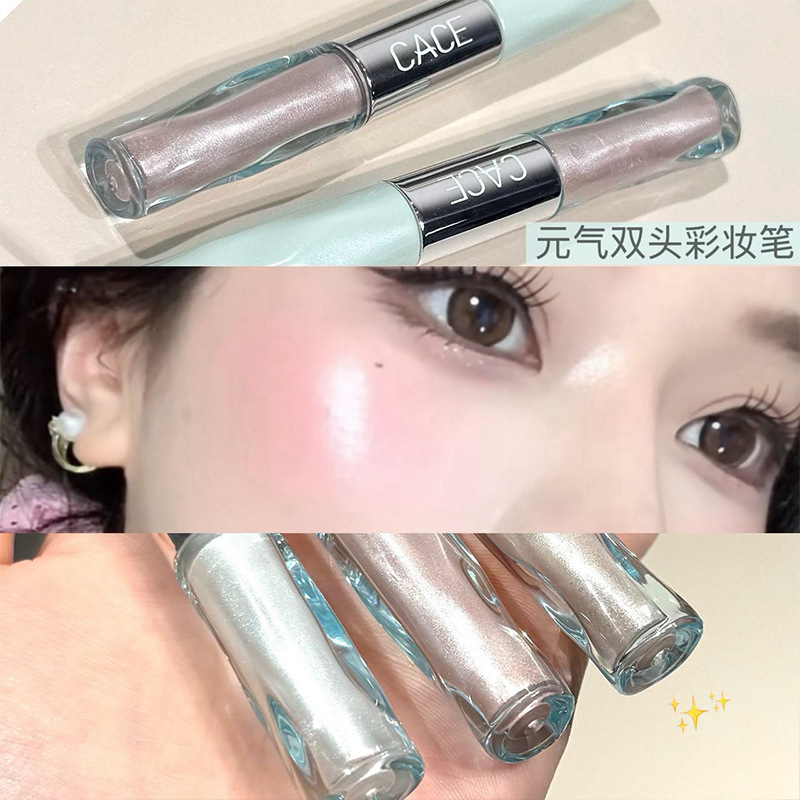 CACE Xinyuanqi doble cabeza pluma de maquillaje de agua de baja saturación de color labial rojo de alta luz pluma de maquillaje multipropósito