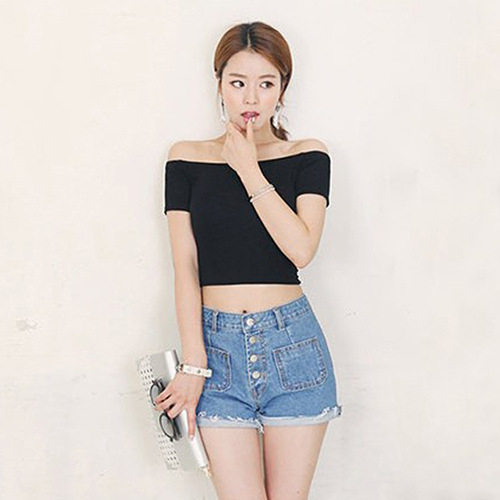 Cross-border women's clothing wholesale 2024 spring and summer new one-shoulder sleeveless T-shirt Korean style women's bare-chested top