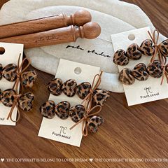 韓国の新しいヒョウ柄リボンラブヘアクリップ、レトロファッション前髪クリップ、女性用高級ダックビルクリップヘアアクセサリー