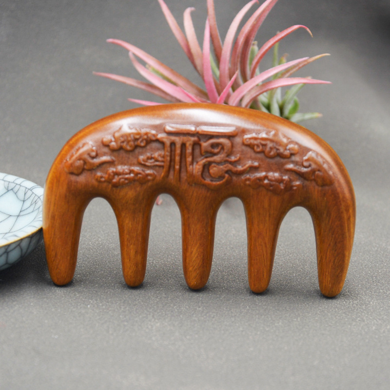 Sándalo ballena cerdo meridiano masaje peine cabeza cuello ojo bolsa nariz puente masaje multifuncional sándalo verde palo de rosa