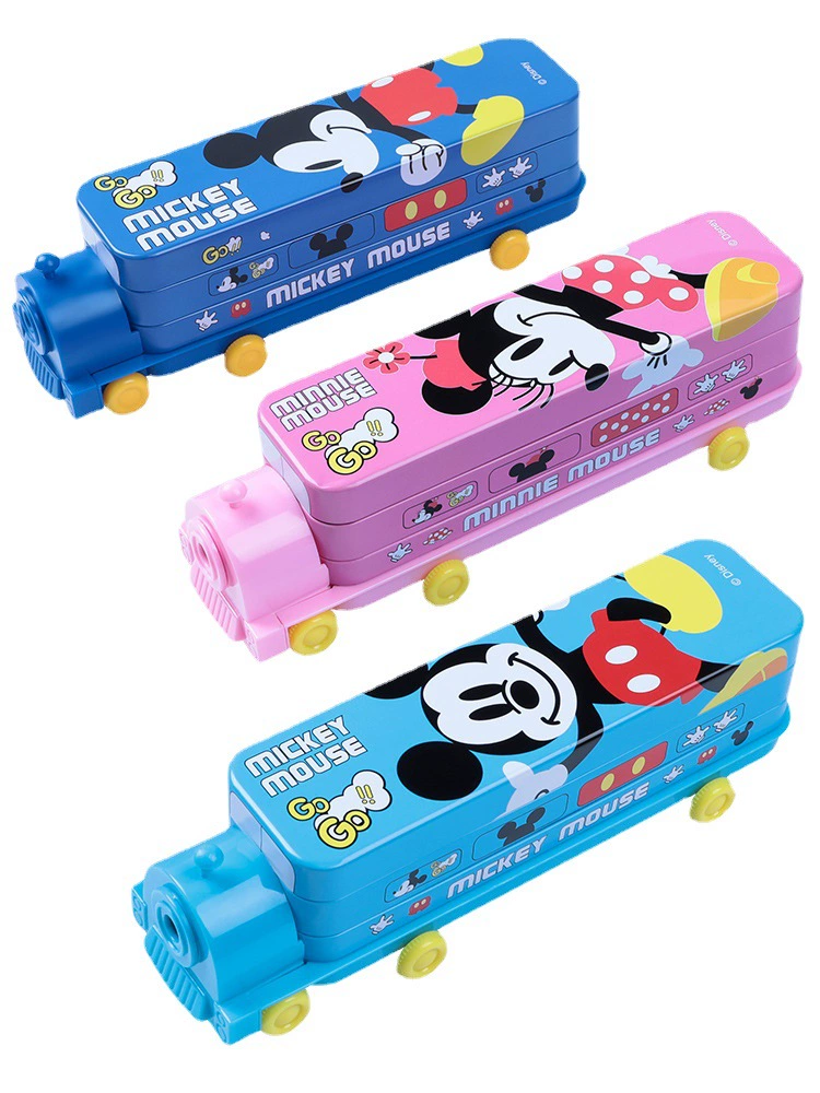 Children's pencil case, cute double-layer capacious train for elementary school students