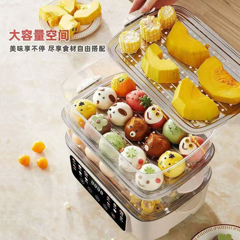 蒸し、煮、燻製が一体となった折りたたみ式朝食電気調理器、家庭用電気蒸し器、三層多機能電気蒸し器|undefined