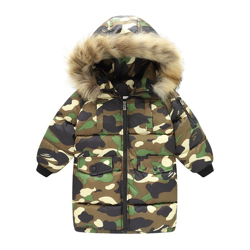 Nuevo niño plumón abrigo de algodón camuflaje cuello desmontable abrigo de algodón grueso abrigo de moda de algodón abrigo
