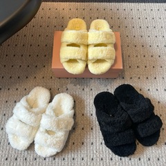 25秋冬新款小众设计感羊毛毛拖鞋女外穿平底休闲拖厚底毛毛拖鞋女