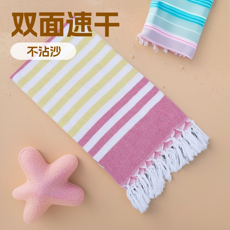 Cross-Border Supply of Decorative Beach Shawls, Quick-Drying Knitted Bath Towels, Polyester-Cotton Turkish Tassel Bath Towels, Beach Towels