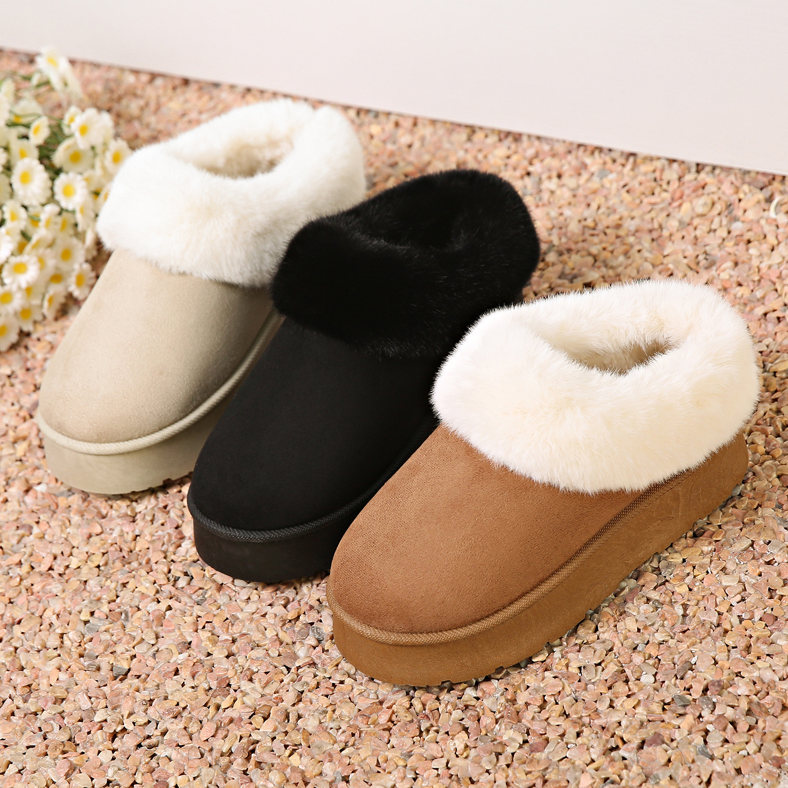 Plush women's cotton shoes short tube and warm women's snow boots_voghion.com