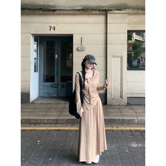 温柔风设计感百搭不规则针织上衣女2025早秋新款休闲宽松半身裙